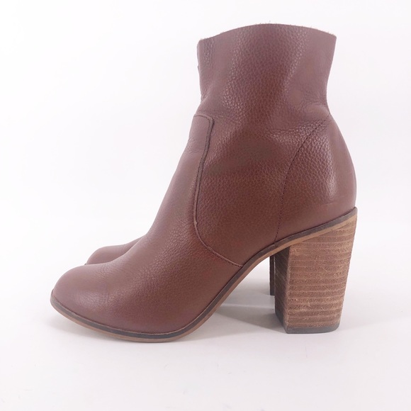 Dr Scholl’s Heeled Leather Booties Cognac Brown - Picture 1 of 7